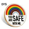 You Are Safe with Me-Anstecknadeln, Regenbogen-Emaille-Anstecknadeln mit inspirierendem Zitat, Farbblock-Brosche für Kleidung, Taschen, Rucksäcke, Jacken, Hüte