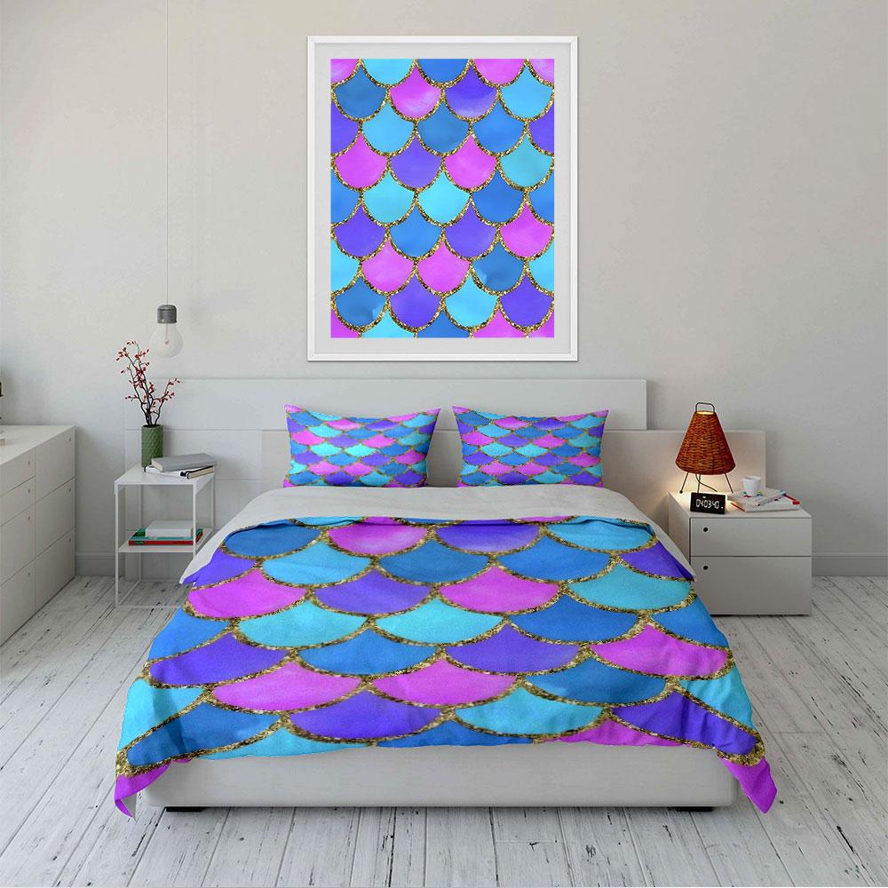 Mermaid Scale Bedding Set Bedding Duvet Cover Set Duvet Cover Pillowcases (1 * Duvet Cover 2 * Pillowcases, Without Duvet Insert)