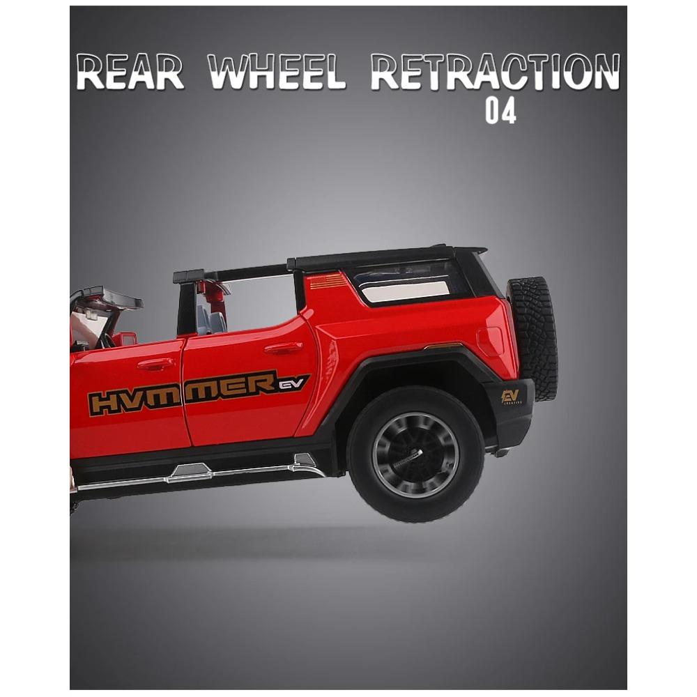 1/24 Hummer EV SUV Samochód terenowy ze stopu Metalowy model zabawki Dźwięk i światło Zabawka dla dzieci Kolekcjonerskie Prezenty urodzinowe