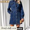 Fashion Spring Autumn Solid Color Print Long Sleeve POLO Neck Casual Dresses