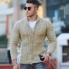 2025 Men's Knitted Cardigan Solid Color Slim Fit Sweater