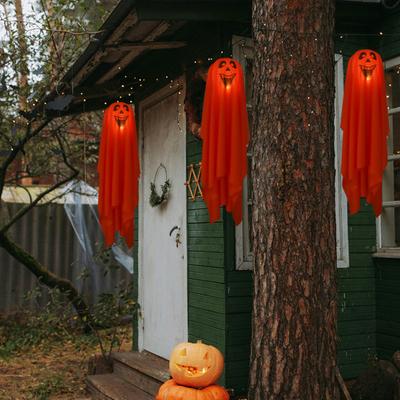 Decoración LED de Fantasma Colgante de Halloween Luz de Terror Fantasma de Tela Volador Iluminado para Decoración Exterior de Porche, Árbol, Patio, Jardín, Puerta Principal