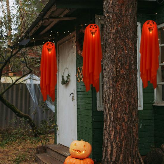 

LED Halloween Hanging Ghost Decoration Horror for Outdoor Porch Tree Flying Cloth Ghost Patio Yard C