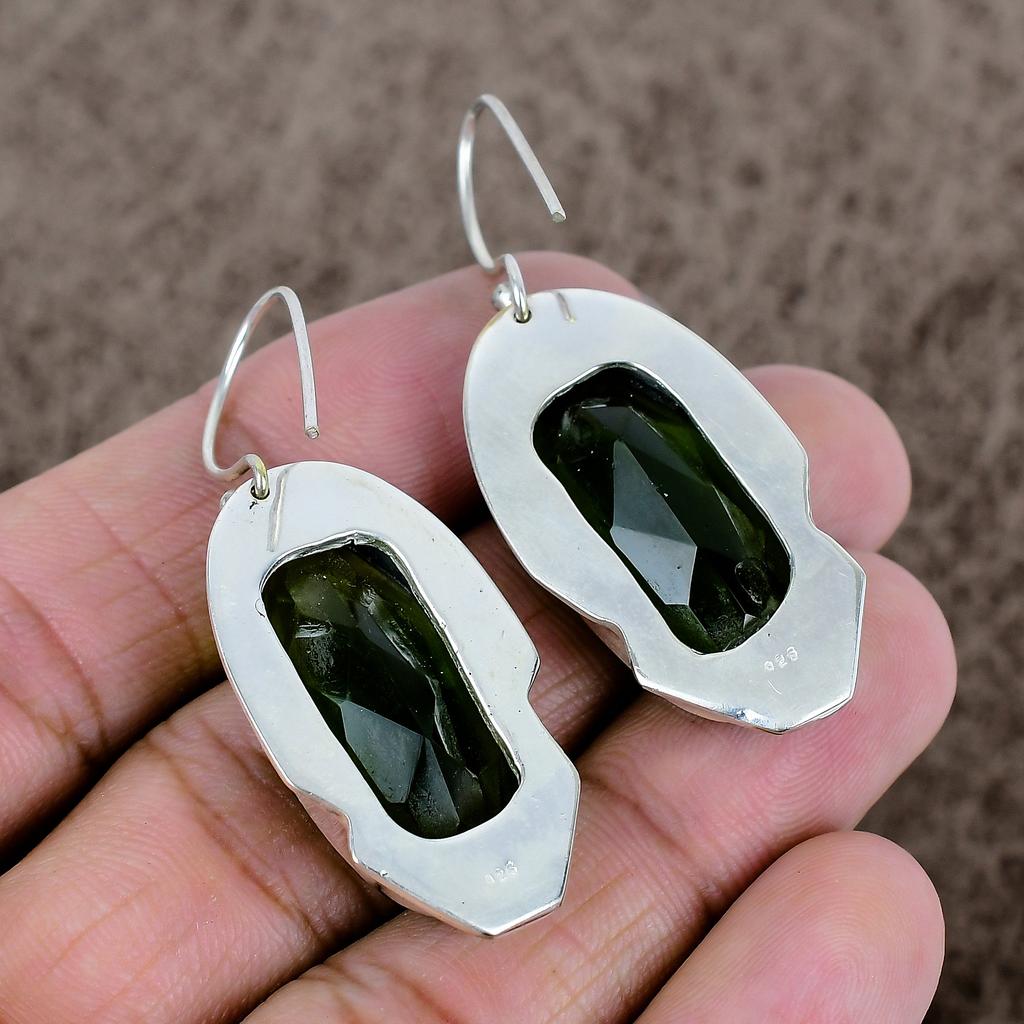 Peridot Gemstone Handmade 925 Sterling Silver Jewelry Earring 2.05" KKG-636