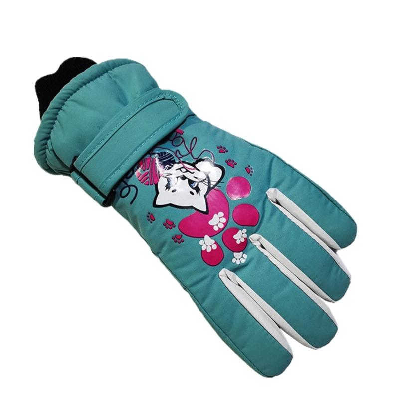 Gants de Ski pour Enfants Hiver Imperméables Motif Dessin Animé Mignon Gants de Neige Chauds pour Garçons Filles Enfants 5-10 Ans