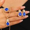 Luxury Sparkling Natural Zirconia Oval Pendant Necklace Earrings Ring Women's Gorgeous 4 Pcs Jewelry Bridal Wedding Accessories