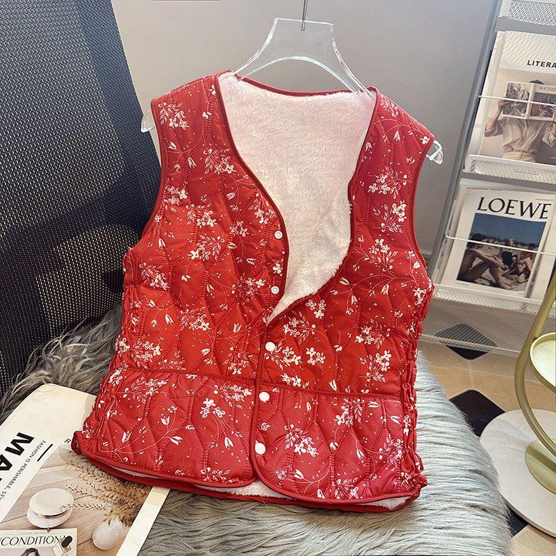 

Женский жилет с принтом на флисовой подкладке Осень/Зима Внутренняя одежда из овечьей шерсти Облегающая толстая хлопковая куртка без рукавов 3XL