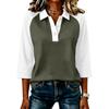Women's Fashion 3/4 Sleeve Top, Color Block Casual Blouse for Everyday Wear