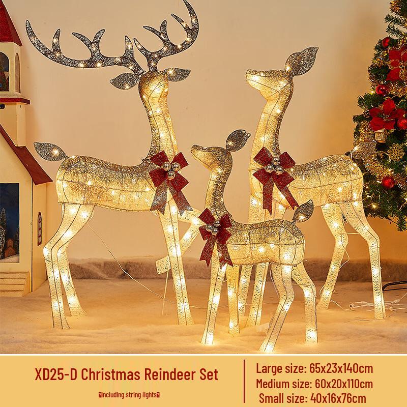 HEIXIE Christmas Glowing Deer Ornament Set
