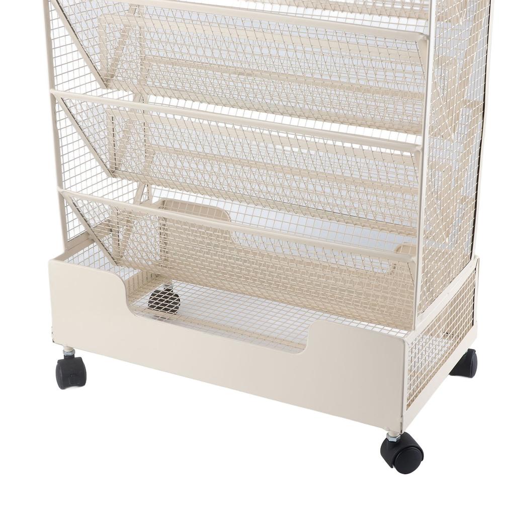 Metal Movable Bookshelf 6 Tier 20KG Load Bearing Large Capacity Rust Prevention Bookshelf with Wheel