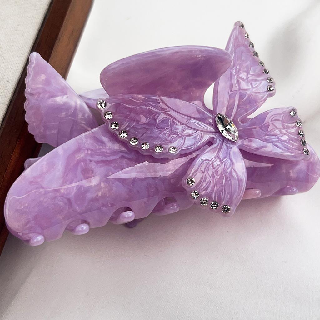 Flower Butterfly Acetate Hair Clip Spring Summer Gradient Candy Color Sweet Elegant Women's Large Hair Clip