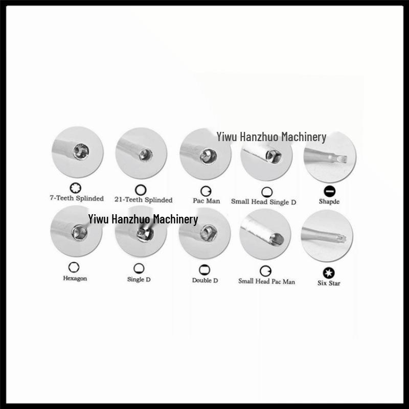 Double D Carburetor Adjustment Screwdriver Set: D-shaped, 1-Tooth, Hex, 7-Tooth, 21-Tooth Attachments.