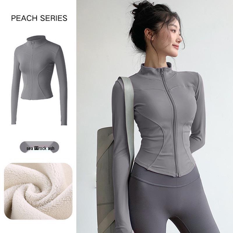 Women's Slim-Fit Fleece-Lined Running Jacket - Autumn/Winter 2025 Yoga & Fitness Long Sleeve.