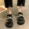 Woman Mules Slippers Round Toe Slides Platform Shoes for Women Pearl Black Clappers H Sandal on Promotion High Quality Sandals