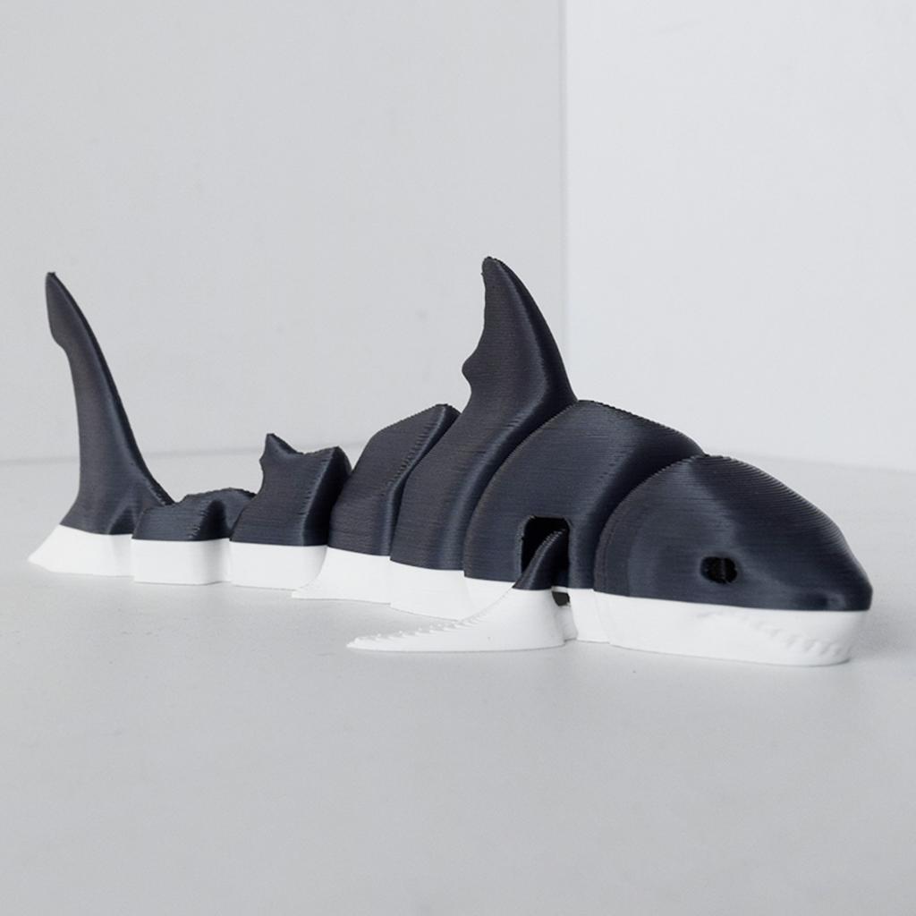 Grey Shark 3D Printed Toys Body Joints Movable Simulation Marine Animals Shark Model Children Cognitive Toys Desktop Decoration