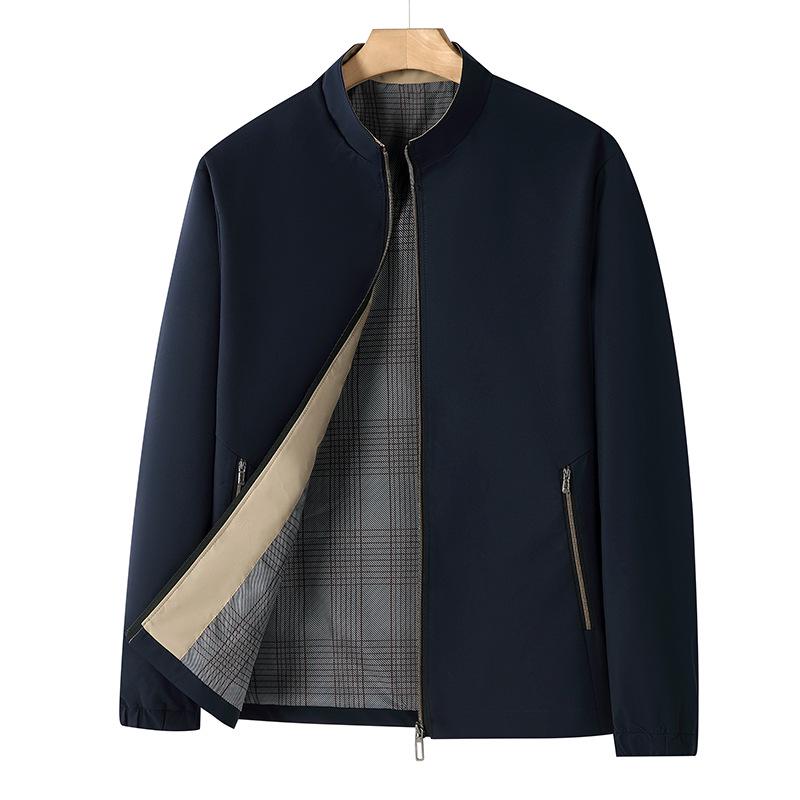 Men's Spring Stand Collar Business Jacket - Casual Zipper Cardigan for Middle-aged Dads.