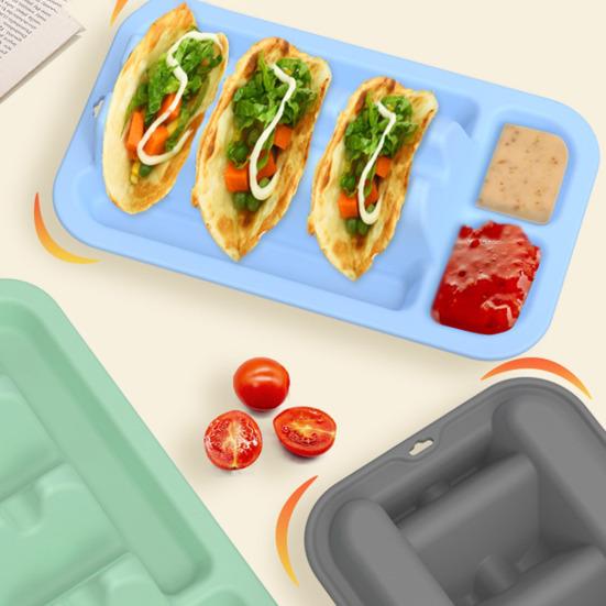Silicone Taco Holder with 3 Dividers Reusable Tortilla Rack Non-Slip Food Dish Heat Cold Resistant Burrito Holder