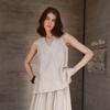 % Linen French V-neck neck vest women's summer new holiday style suspender top shirt T-shirt high-end