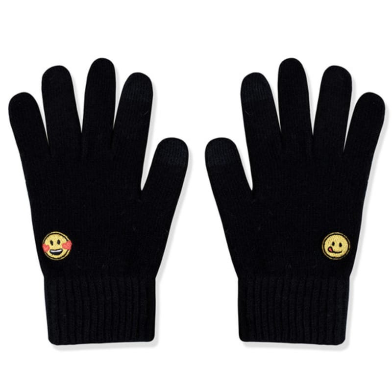

SNOOZY Сердечко Улыбка Вышитые Шерстяные Вязаные Перчатки Черные FREE