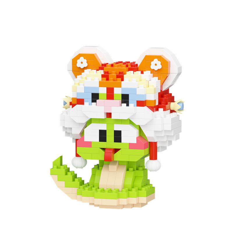 Year of the Snake Mascot Doll: Compatible with LEGO, God of Wealth Lion Dance, Educational Building Blocks Toy for Kids