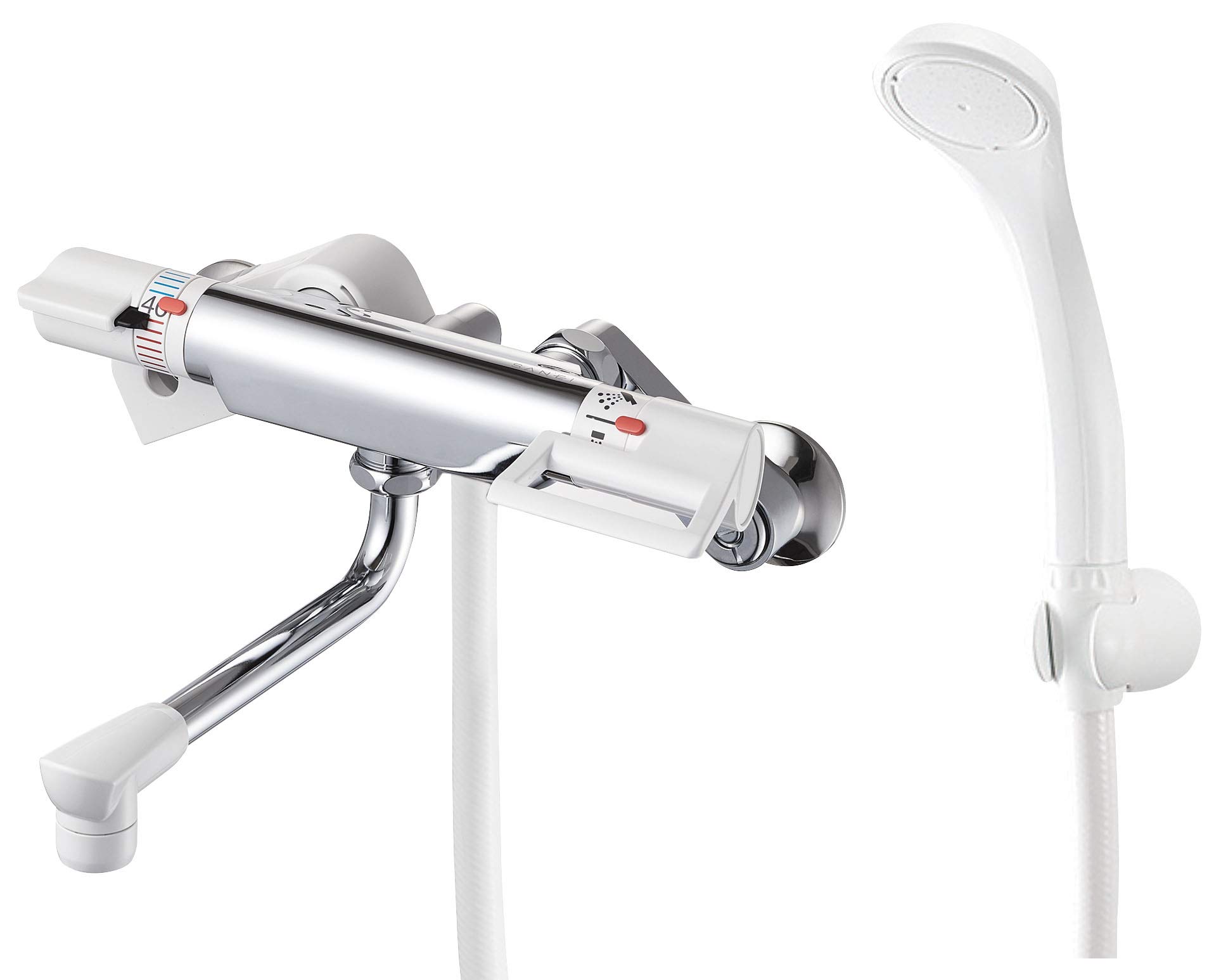 

SANEI Термостатический смеситель для душа Водосберегающий Надежный Изолированный Белый Смеситель, Шланг 1,6 м, Душ, Лейка, SK181D-13,