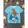 TOM&JERRY Cartoon Pattern Printed Cotton Imitation Cute Children's Casual Top Fashion Sports T-shirt Summer Adult T-shirt