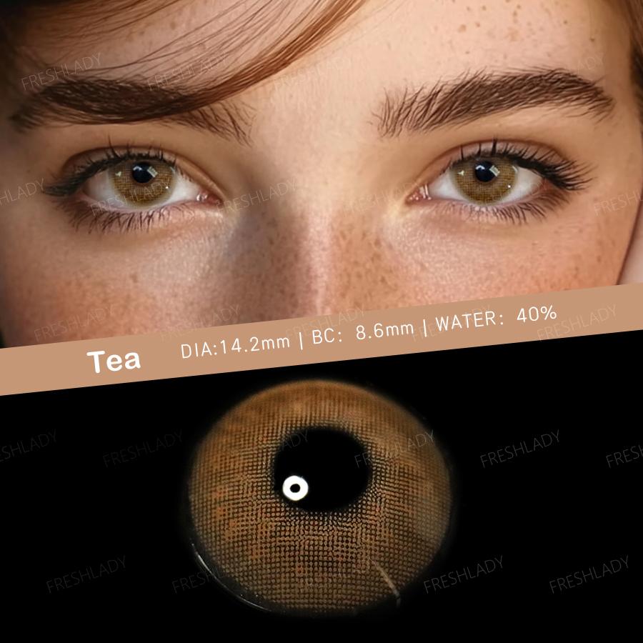 

Freshlady 1 Pair 2pc 14.20mm Yearly Disposable Colored Contact Lenses, Natural Gray & Brown for Daily Wear, Office, Parties & Makeup