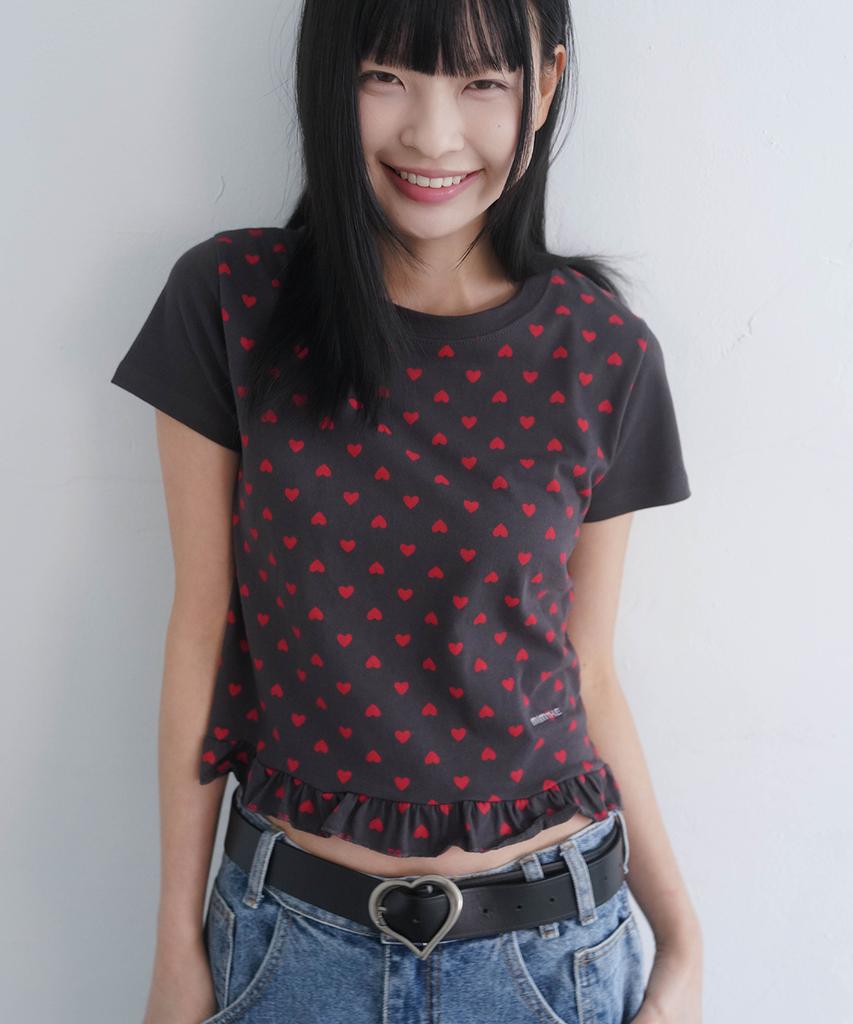 Mimdeowodeulobeu Two-Tone Frill T-Shirt_Charcoal