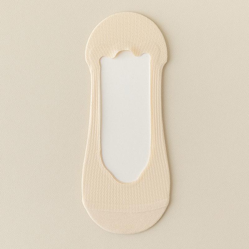 5 Pairs of Women's Summer Thin Cotton Sole Non Slip Shallow Mouth Invisible Ice Silk Boat Socks