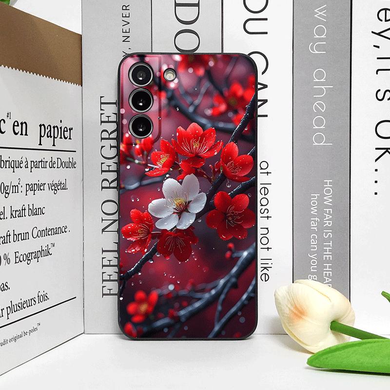 Retro Artystyczny Wzór Czerwonych Kwiatów Śliwy Etui na Telefon dla Samsung Galaxy A56 A14 A55 A16 A54 A36 A53 A52 A51 A50 Miękki Pokrowiec