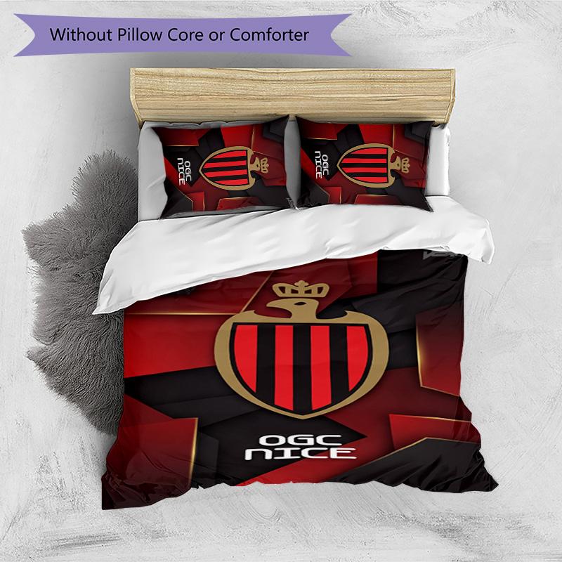 OGC Nice FC Printed 3PCS Bedding Set Breathable Duvet Cover with Pillowcases Decorative Bed Linen for Bedroom Home