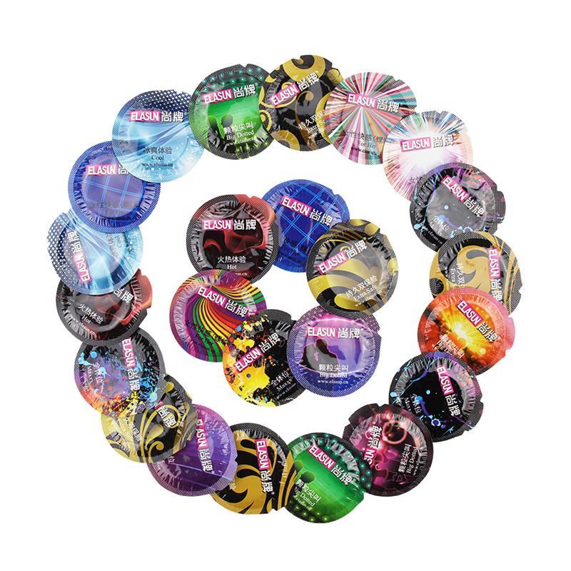 ELASUN 24 PCS 8 Styles Fancy Condom Ice Fire Dotted Pleasure Natural Latex Lubricant Condoms