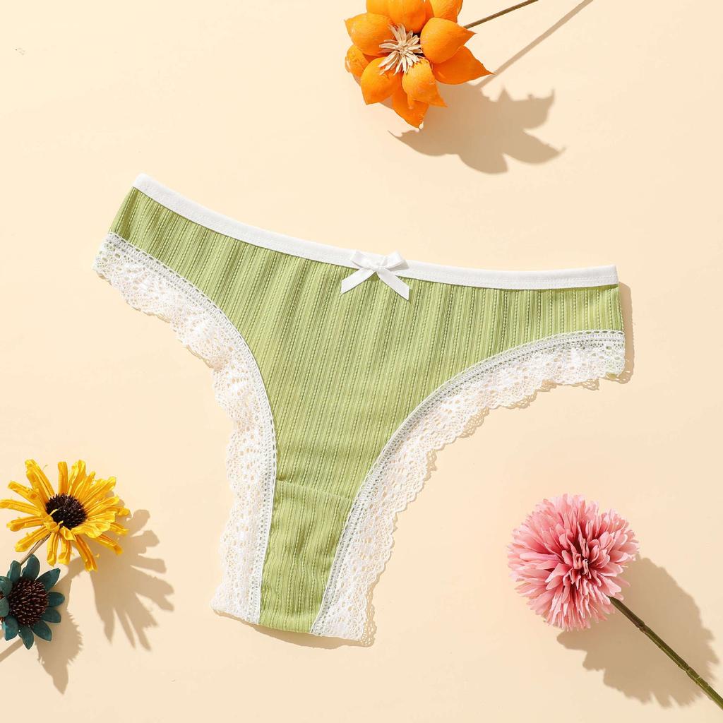 7pcs Women's Spring and Summer New Lace Breathable Double Grade Low Waist Thong Underwear