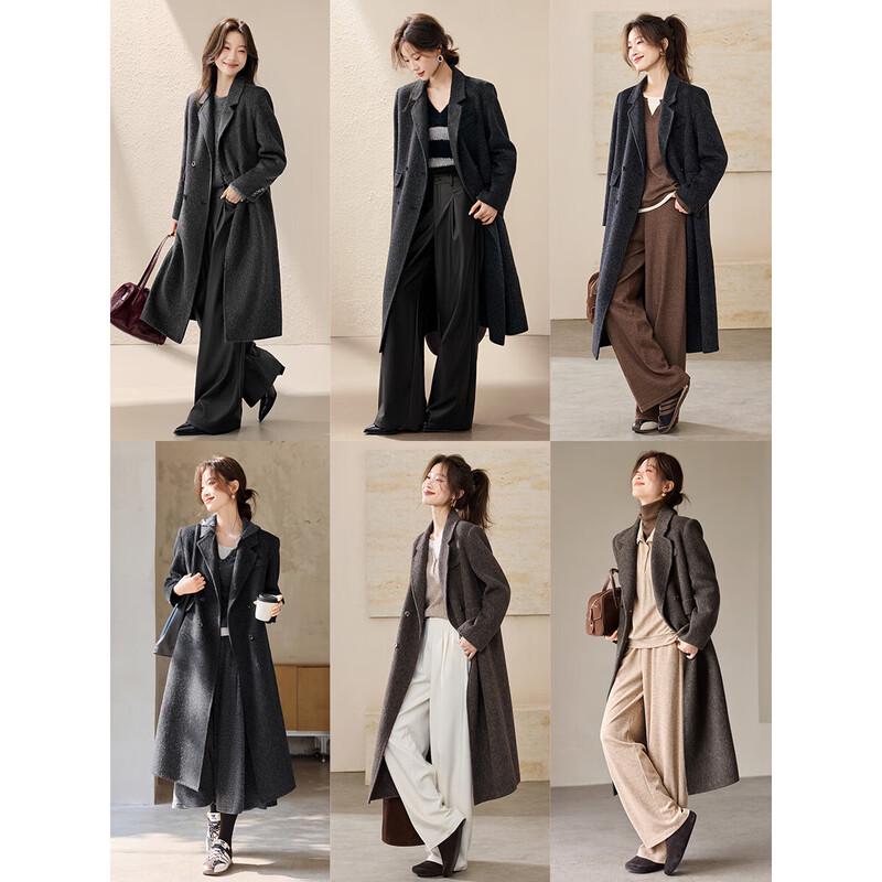 Dámský oboustranný kabát z alpaky a vlny, dvouřadé zapínání