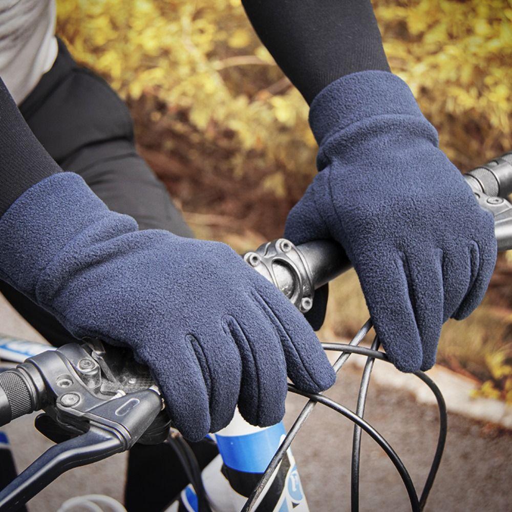 Warm Thin Fleece Gloves Five Finger Cycling Gloves Fashion Full Finger Mittens  Men