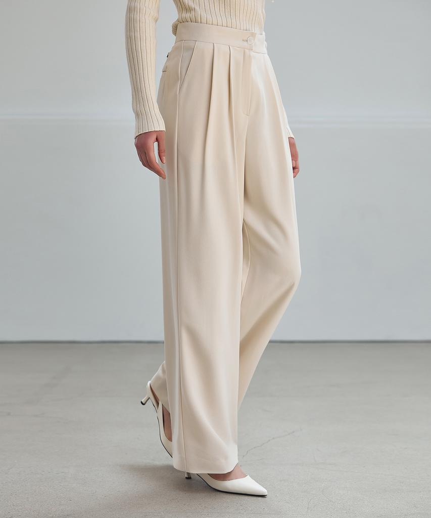 NON AND NON High-Waist Two Pintuck Wide Slacks_Nssl520
