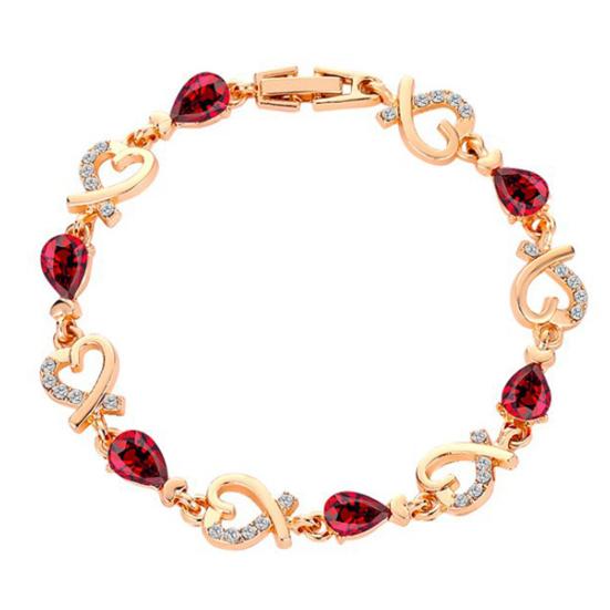 Heart Hollow Women Bracelet Zinc Alloy Colorful Rhinestone Chain Bracelet Jewelry Accessory
