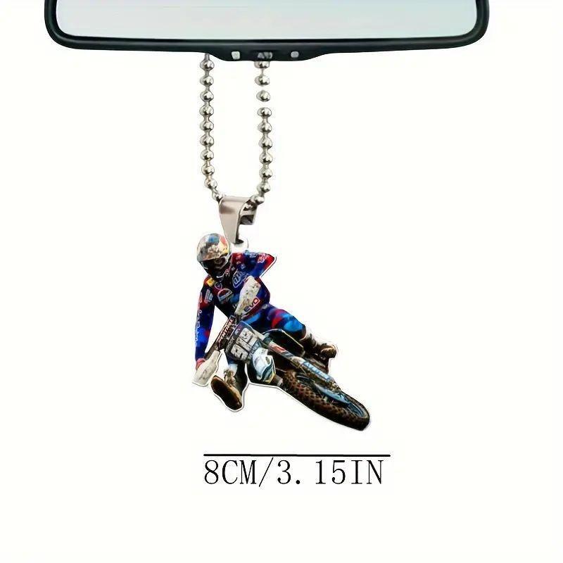 Colorful 2d Motorcycle Acrylic Car Hanging Pendant Stylish Cartoon Design For Decorative Gifts