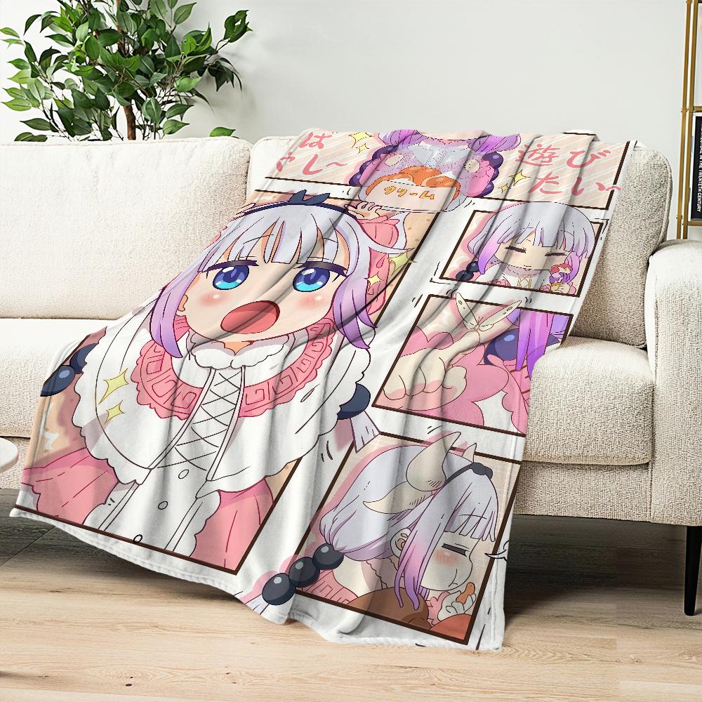 Anime Miss k-Kobayashis Dragon Maid Flannel Warm Comfort Soft Plush Blanket for Sofa Living Room Office Bedroom Travel Gift