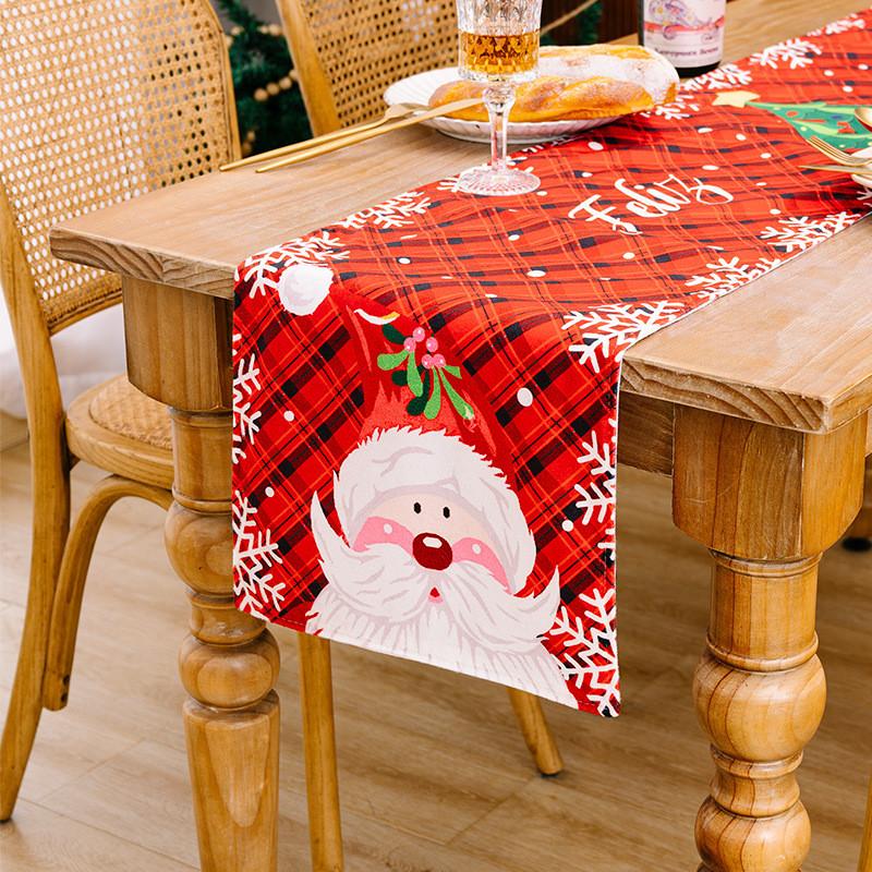 

Festive Christmas Table Runner With Red Green Plaid Snowman Print For Holiday Decor Red Green Plaid