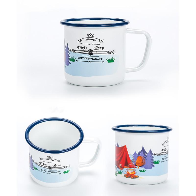 Outdoor Back To Ancients Creative Enamel Camping Mug 300ml Metal Enamel Coffee Tea Camping Hiking Backpacking Fishing Picnic