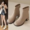 Women's High-heeled Ankle Boots, New Thick Heel Cotton Boots, Fashionable and Comfortable, Back Zipper Anti Slip Short Boots