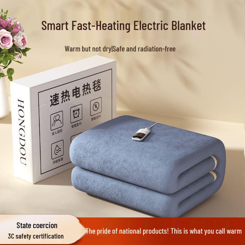 Wasserdichte elektrische Decke mit doppelter Steuerung - 1,5 m/1,8 m/2 m, sicher für Studentenwohnheime und Haushalte