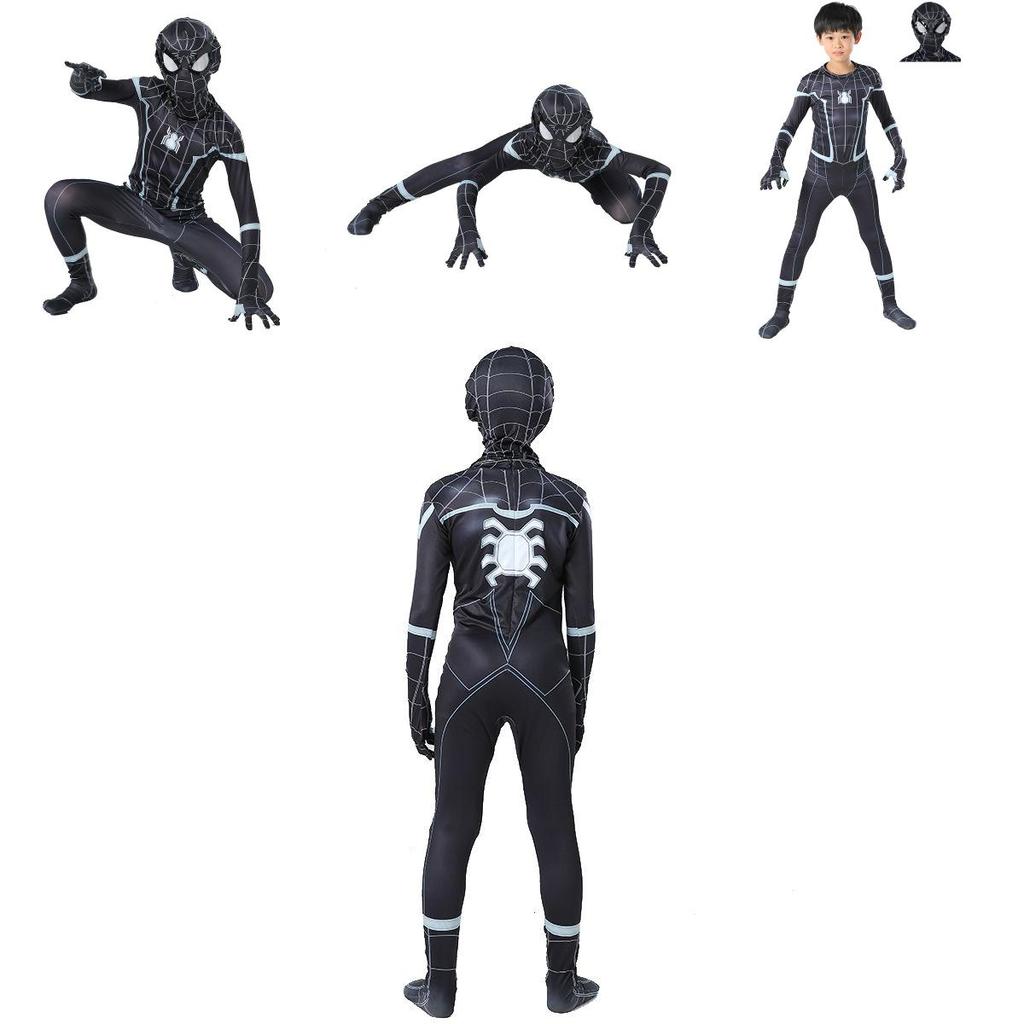 Elegante Tuta Cosplay di Spider-Man Homecoming Nera con Lavorazione Raffinata per Tutte le Età