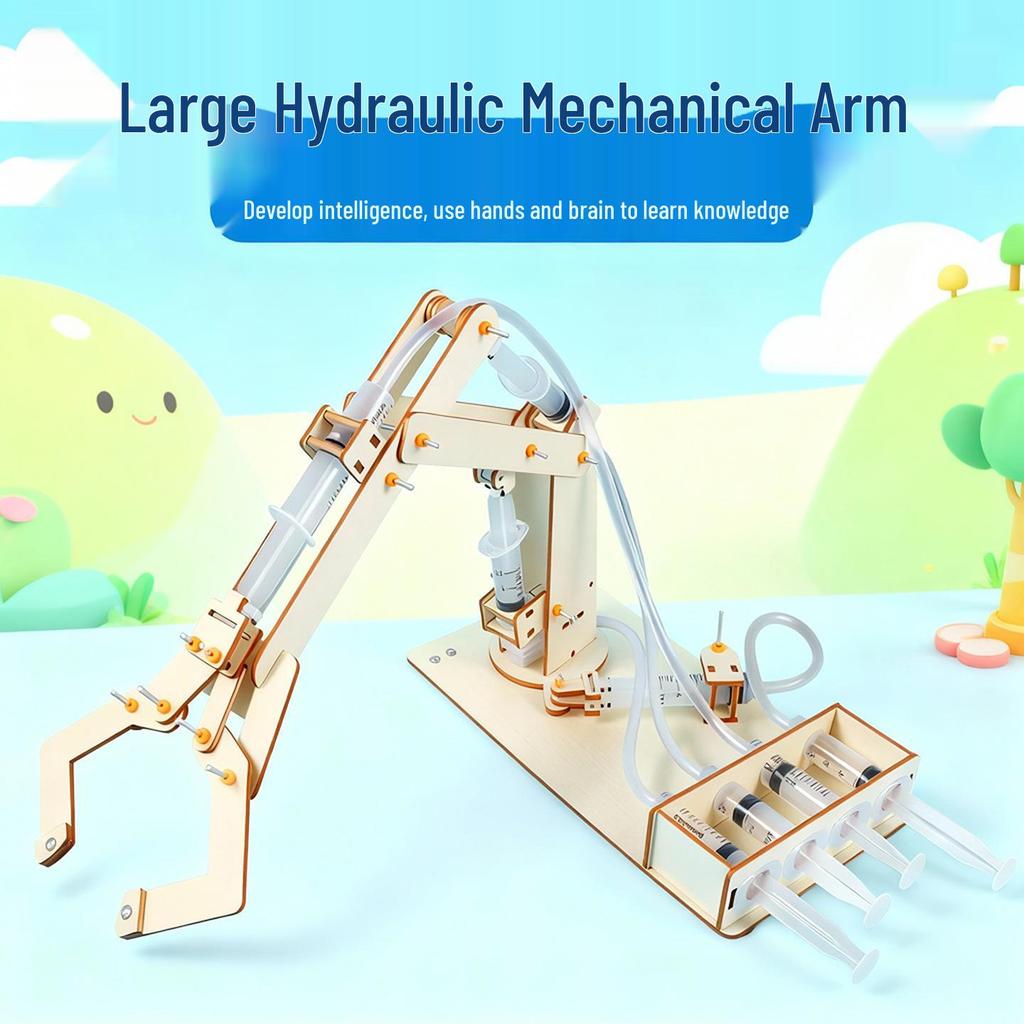 Wooden Hydraulic Arm Kit: Educational Physics Experiment for Kids