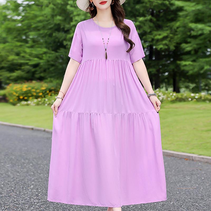 Elegantes Sommerkleid für Damen, Vintage-Kleidung, Übergröße, lässig, kurzärmelig, lange Kleider