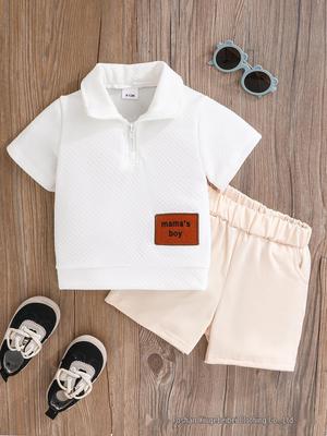 Baby Jungen Polohemd mit Reißverschluss & Unifarbene Shorts Set – Stilvolles Zweiteiler Outfit