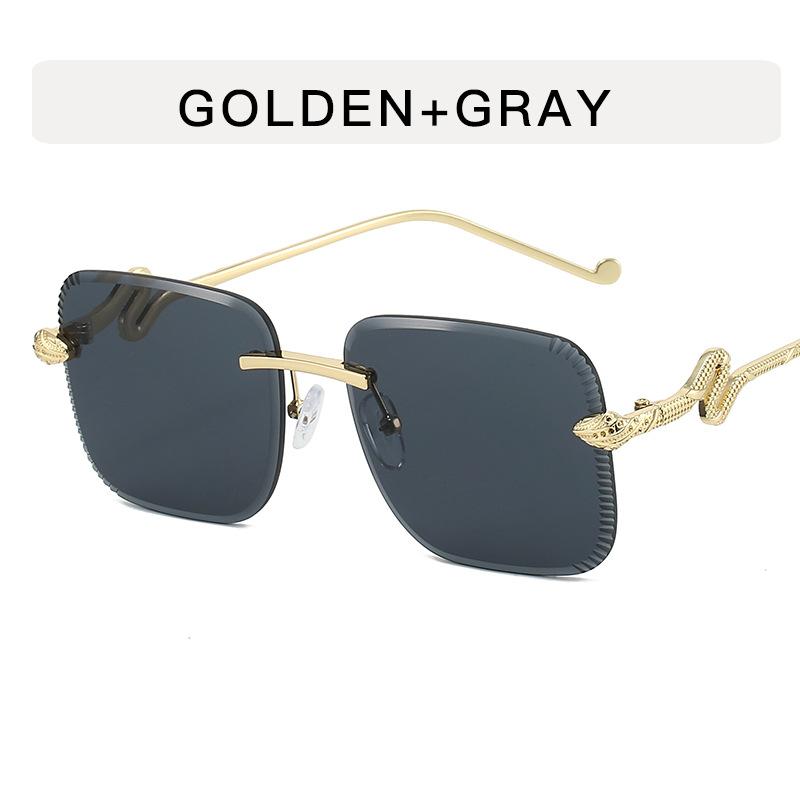 

Rimless Cut Edge Men’s Sunglasses Square Shape UV Protection Sun Glasses Women Hiking Driving Sun Glass for Women серый