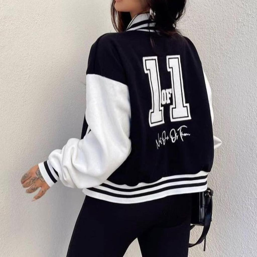 BITCED Dámská ležérní módní tištěná mikina s kapucí, tlustý top, dlouhý rukáv, baseballová uniforma