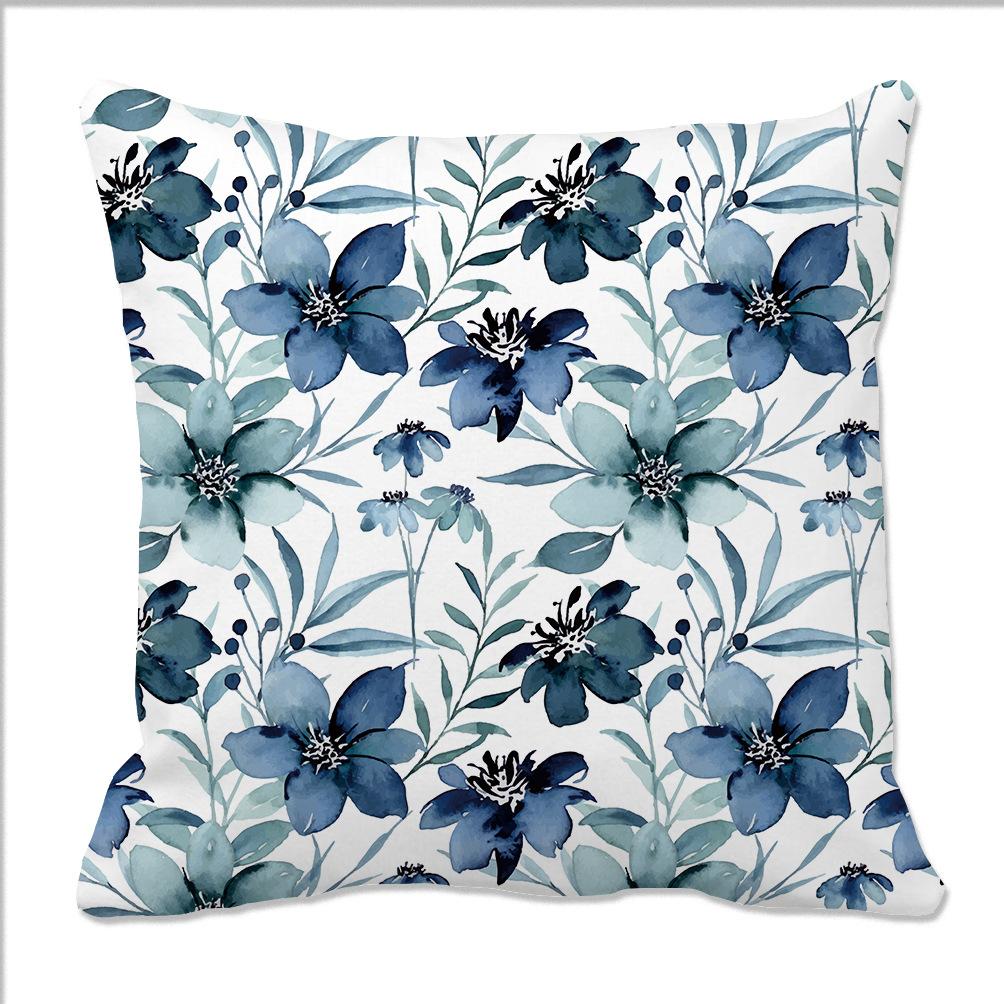 Spring and Summer Floral Contrasting Color Flower Pillow Case Digital Printed Pillow Home Romantic Decoration Sofa Backrest